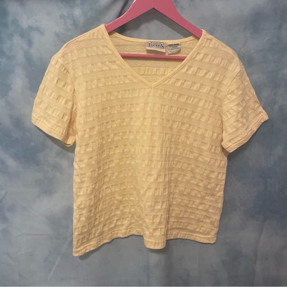 Basic Editions Tops - Basic editions vintage textured baby yellow top